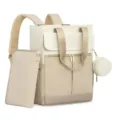 Multi-functional diaper bag mommy backpack with changing pad and pouch beige new style - Off White