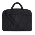 Schwarze gesteppte Laptoptasche Detail, gepolsterte Schultertasche, tragbarer Computerkoffer. - 15,75 x 1,4 x 13 Zoll / Schwarz