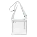 Clear crossbody bag adjustable strap transparent PVC stadium concert festival accessory detail shot - White