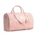 Pink large travel duffel bag for women, waterproof weekend overnight bag with shoulder strap. - Pink