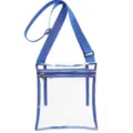 Clear transparent crossbody bag with blue strap for stadium and music festival events. - Blue
