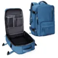Large capacity travel backpack with multi-compartments, USB port and durable fabric design. - Aqua