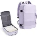 Lilanfarbener Reiserucksack mit USB-Ladeanschluss, grosser Kapazität und Doppelreißverschluss. - Lavendel