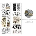 Botanical collage washi tape close up, black and white floral pattern 50mm width. - White