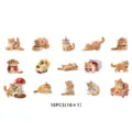 Cute fat tabby cat stickers wool felt style waterproof DIY decorative sticker set for journal - White
