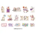 15pcs cute watercolor cat stickers set, aesthetic decorative decals for journaling and DIY crafts. - 15 Pieces/Pack / White