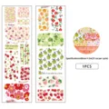 Green branch and red fruit washi tape cherry strawberry floral design 60mmx2m decorative tape. - White