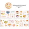 Cute food themed washi tape decorative stickers, 50mm by 2m roll for journaling and crafts. - White