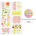 Summer fruit washi tape detail showing fresh botanical patterns, 60mm width for DIY crafts. - 60mm×2m / White