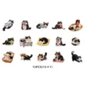 Cute black and white tuxedo cat PET stickers set, 15pcs felt style decorative decals for journal - Tuxedo Cat / 15 Pieces/Pack / White