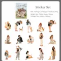 Cat and girl PET decorative stickers set for journal scrapbooking, 15pcs cute pet themed. - Plain Companionship