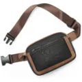 Black and brown faux leather mini belt bag variant with adjustable strap and front pocket. - Black Brown