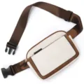 Women fashion faux leather belt bag casual crossbody chest bag with adjustable strap - White Brown
