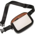 Color-block PU leather waist bag featuring an adjustable strap and secure plastic buckle. - Black and White