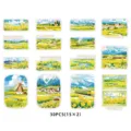 30pcs PET pastoral scenery decorative stickers, waterproof journal painting material decals. - White