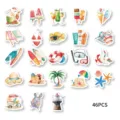 Details of 46pcs ocean beach watercolor graffiti stickers for DIY laptop water bottle decoration. - 46 Pieces/Pack / Let's Go Surfing