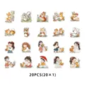 20Pcs Cute Squirrel And Little Girl PET Stickers Vintage Scrapbook Journal Decoration - White