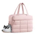 Sac de voyage matelassé rose avec compartiment à chaussures, grand fourre-tout sport. - Rose Lotus