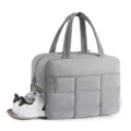 Sac de voyage matelassé avec compartiment à chaussures inférieur séparé et poignées de transport. - Gris