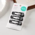 Schlichte schwarze Metall-Haarspangen, 3er-Set auf sauberer Karte, elegante Seiten-Ponyklammer. - 3 Stück/Packung / Schwarz