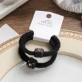 2 Stk. Schwarze Flauschige Haargummis Strass Quadratische Zopfgummis Haarschmuck - Würfel / Schwarz