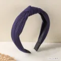 Dunkelblaue Stoff Haarreif mit Knoten für Damen, stilvoller breiter Haarschmuck Alltag. - Marineblau