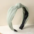 Green ribbed knotted headband, wide fabric hair hoop, stylish minimalist daily hair accessory. - 06# Green