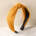 Ginger yellow knotted headband, wide ribbed fabric hair hoop, minimalist hair accessories. - 07# Turmeric Yellow