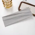 Grey ribbed athletic headband, solid color elastic sweat-absorbing fitness hair band. - Gray