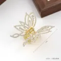 Elegant rhinestone butterfly hair claw clip in gold tone, 7cm stylish metallic hair accessory. - D084-3 Rhinestone Butterfly Style
