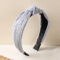 Grey ribbed knotted headband wide fabric hair hoop simple stylish everyday hair accessory - 08# Light Gray