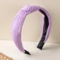 Purple ribbed knotted headband for women, chic wide fabric hair hoop for daily fashion. - Purple