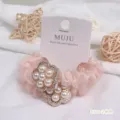 Rosa Organza Haargummi mit Perlenblume, süßes elastisches Haarband für Damen. - 2# Rosa