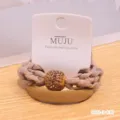 Koreanischer Stil Luxus 2-teiliges geflochtenes Haarseil Set mit Strassball in Khaki. - Khaki