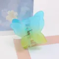 Süße blaue doppelte Schmetterlings-Haarklammer, 6.5cm matte Farbverlauf Haarklammer für Damen. - Blau