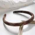 Braunes kariertes Haarband, koreanischer Stil hoher Kopf Stoff Haarreif, Retro Haar-Accessoire. - 2# Braun