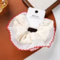 Großes weißes Spitzen-Haargummi mit rotem Rand französisches ausgehöhltes Haarbändchen - 3# Roter Rand (Kartenverpackung)