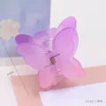 Frosted gradient purple double layer butterfly hair claw clip for elegant half up hairstyles. - Purple