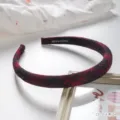 Red and black plaid fabric headband Korean style padded hair hoop for women and girls daily - 4# Black & Red