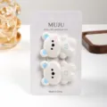 2pcs mignon ours pinces à cheveux doux dessin animé épingles pour enfants filles accessoires - Ours en peluche / Lot de 2 / Beige