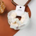 Double layer lace hair scrunchie with green edge and card packaging, elegant French style. - #5 Green Edge (Card-Packed)