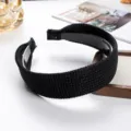 Schwarzes gestricktes breites Haarband einfarbig Winter Haarspange stylischer Haarreif - Schwarz