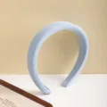 Light blue padded headband, wide fashion hair hoop, stylish hair accessory for women. - Blue