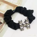 Schwarze Kristall H Strass Haargummi elastisches Haarband für Damen Pferdeschwanz Halter - H-Form Nr. 16