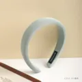 Korean style sponge headband stylish wide hair hoop solid color fabric hair accessories green - Green