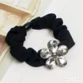 Schwarzer Kristall Blumen Haargummi, elegante Strass Haarschleife für hohen Pferdeschwanz. - Blume Nr. 19