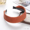 Chic wide knit headband for women, solid color winter hair accessory, orange fashion hair hoop. - Orange
