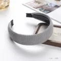 Knitted wool wide headband autumn winter solid color elegant hair hoop fashion hair accessory gray - Light Gray
