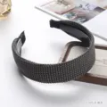 Dark grey wide knit hair hoop, elegant solid color fashion winter headband for women. - Dark Gray