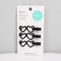 Black metal hair clips for women, cute double heart hairpins, 3 pieces set fringe hair clips. - Double Heart / Black